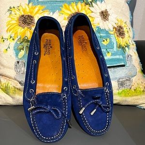 Blue leather loafers